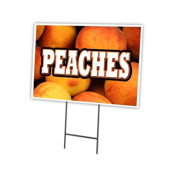 Peaches Yard Sign & Stake outdoor plastic coroplast window, C-1824-DS-Peaches